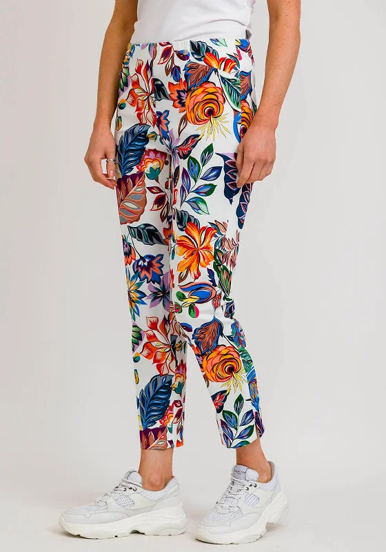 Robell Rose 09 Wild Flower Cropped Trousers, White Multi