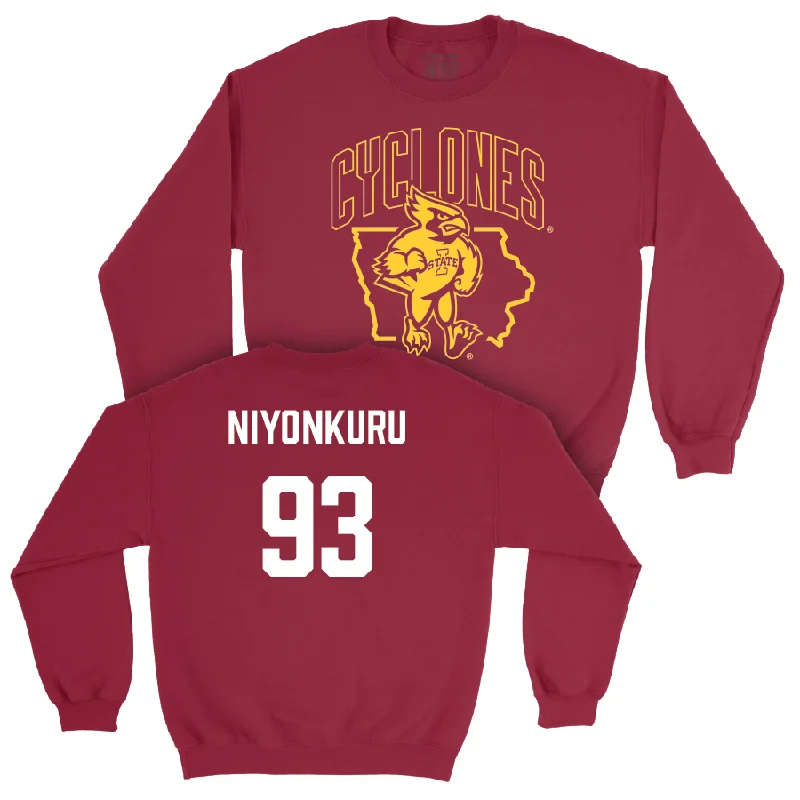 Iowa State Football Crimson Cy Crewneck  - Obald Niyonkuru