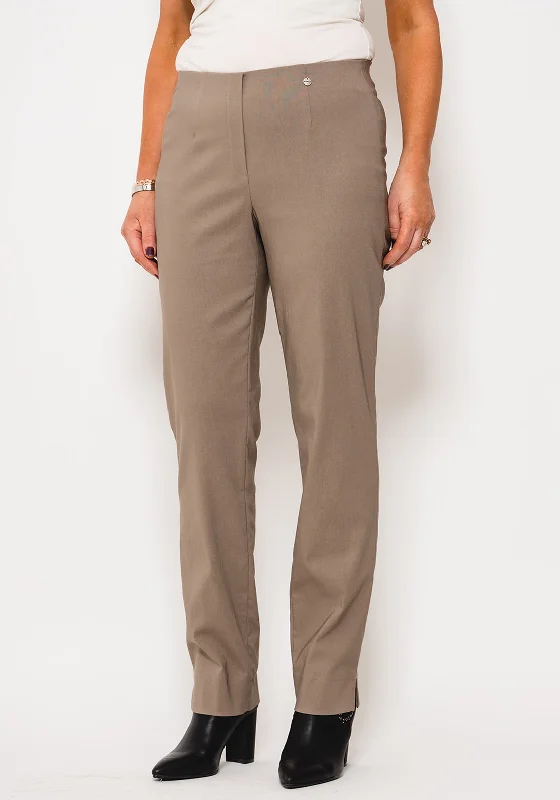 Robell Marie Stretch Slim Fit Trousers, Taupe