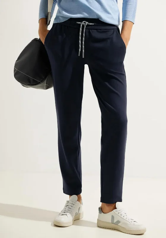 Cecil Casual Fit Jersey Trouser, Night Sky Blue