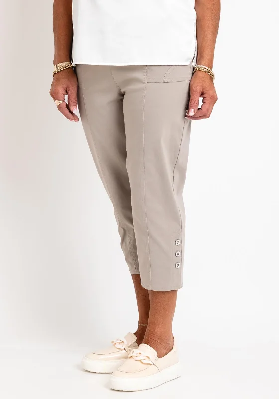 Leon Collection Cargo Style Capri Trousers, Beige