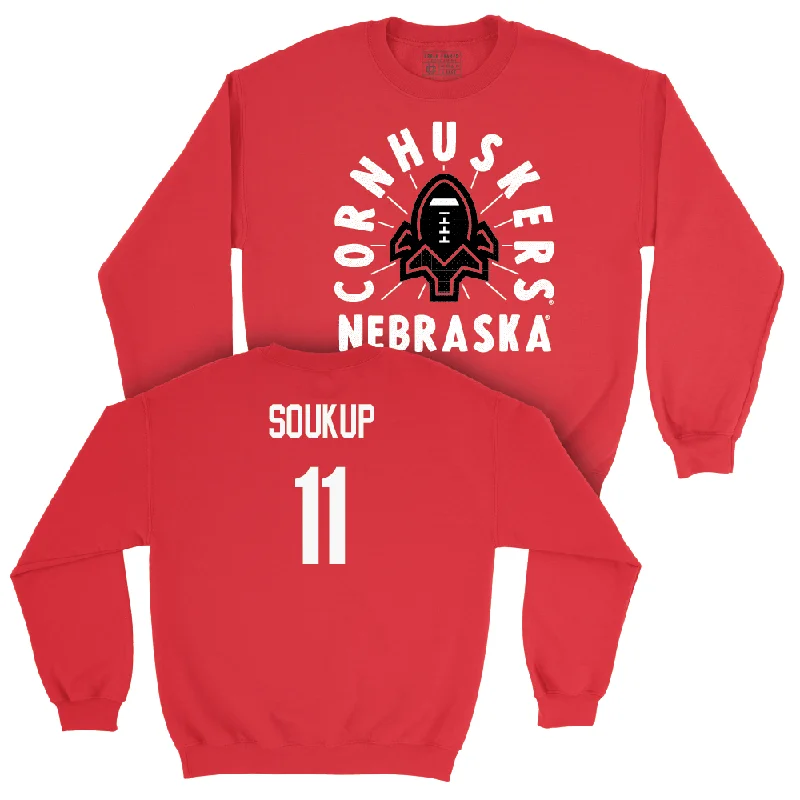 Red Football Cornhuskers Crew  - Bode Soukup