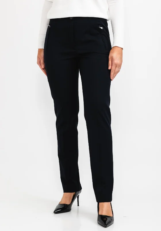 Zerres Jane Zip Pocket Slim Trousers, Navy