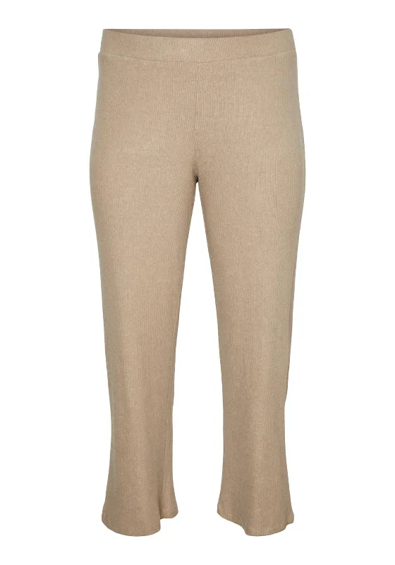 Vero Moda Curve Puffy Loose Wide Leg Cord Trousers, Beige