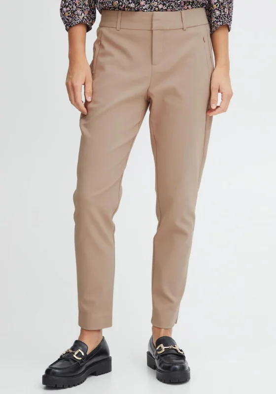 Fransa Carrie Mid Waist Trousers, Camel