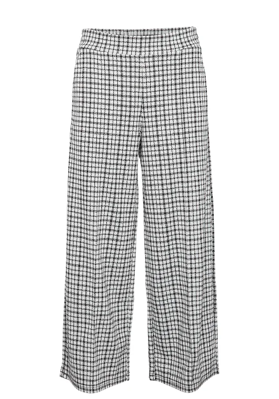 Ichi Kate Small Check Culottes, Cloud Dancer