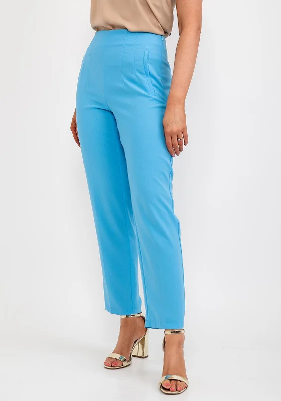 Kameya High Waist Slim Trousers, Blue