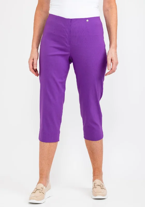 Robell Marie 07 Slim Fit Cropped Trousers, Purple