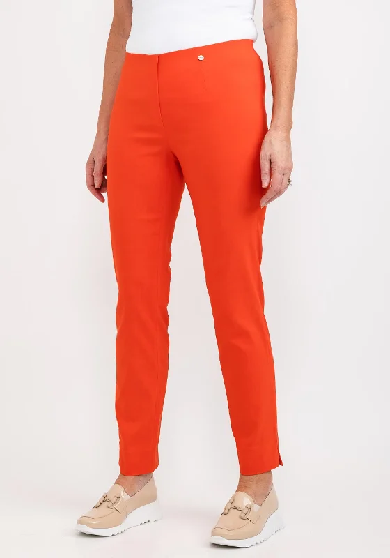 Robell Marie Full Length Slim Leg Trousers, Orange