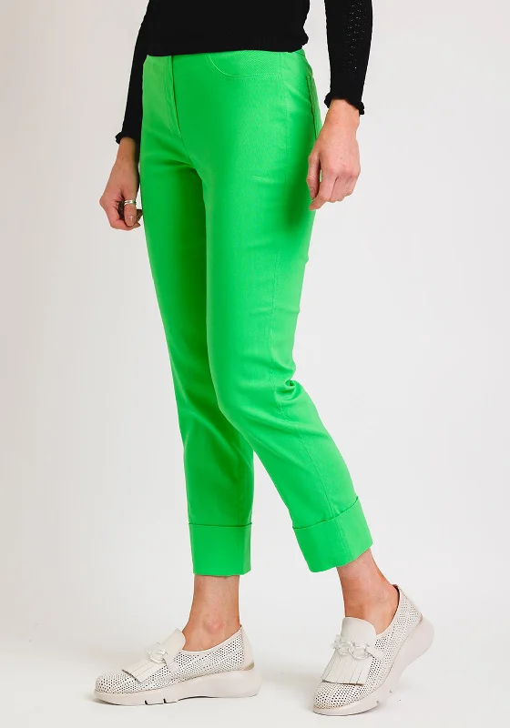 Robell Bella 09 Turn Up Cropped Trousers, Electric Green