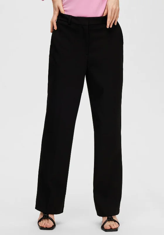 Selected Femme Myla High Waist Trousers, Black