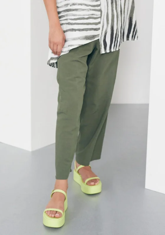 Naya Linen Look Casual Trousers, Khaki