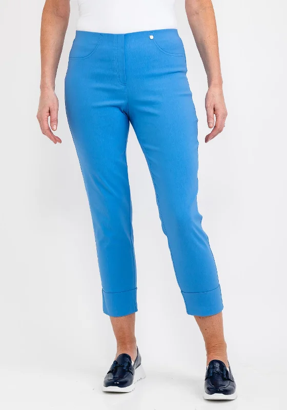 Robell Bella 09 Turn Up Ankle Grazer Trousers, Azure Blue