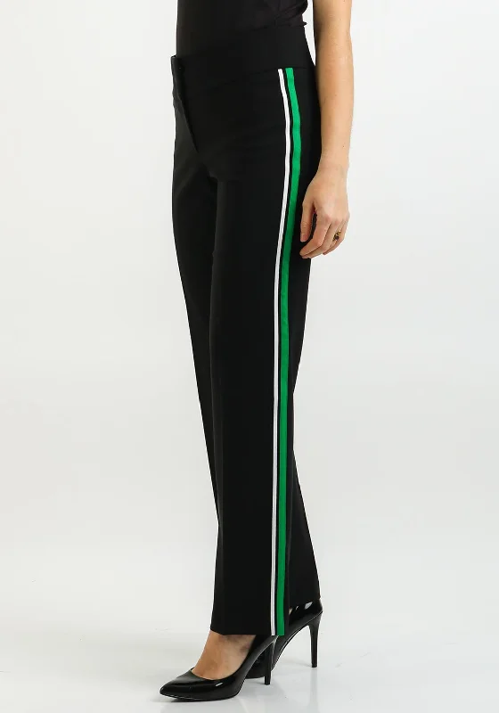 Bianca Stripe Trim Straight Trousers, Black