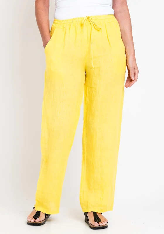 Serafina Collection One Size Linen Wide Trouser, Yellow