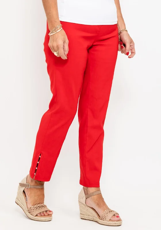 Robell Rose 09 Ankle Grazer Slim Trousers, Red