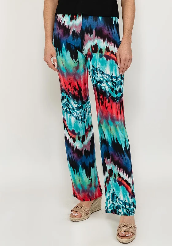 Seventy1 Tie Dye Casual Trousers, Teal Multi