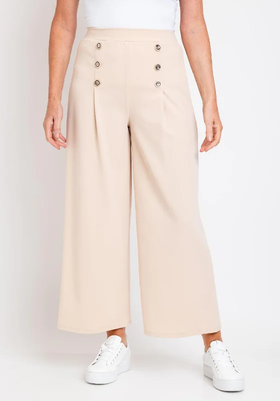 The Serafina Collection One Size Wide Leg Crop Trousers, Beige