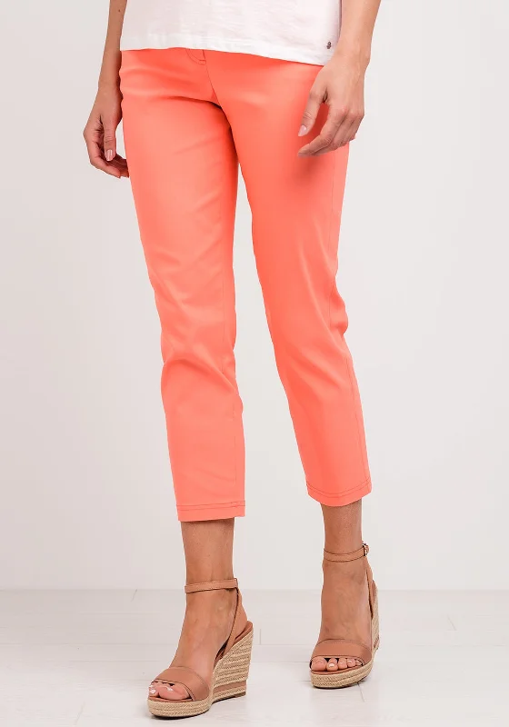 Robell Bella 09 Slim Cropped Trousers, Coral Orange