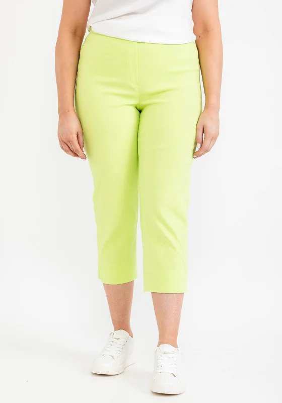 Robell Maire 07 Slim Fit Cropped Trousers, Lime Punch