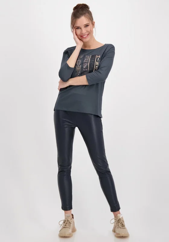 Monari Faux Leather Leggings, Navy