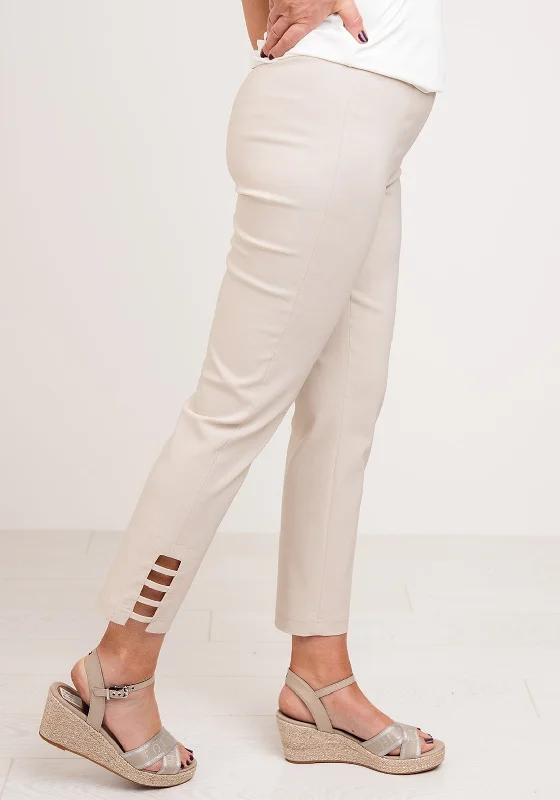 Robell Lena Slim Fit Stretch Cropped Trousers, Beige