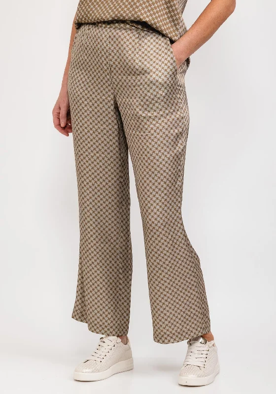 Costamani Kaya Satin Print Trousers, Brown