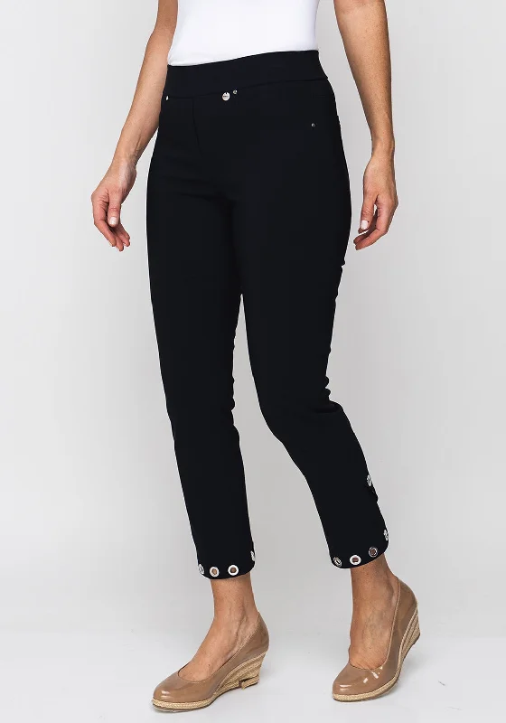 Robell Rose 09 Rivet Trim Cropped Trousers, Navy