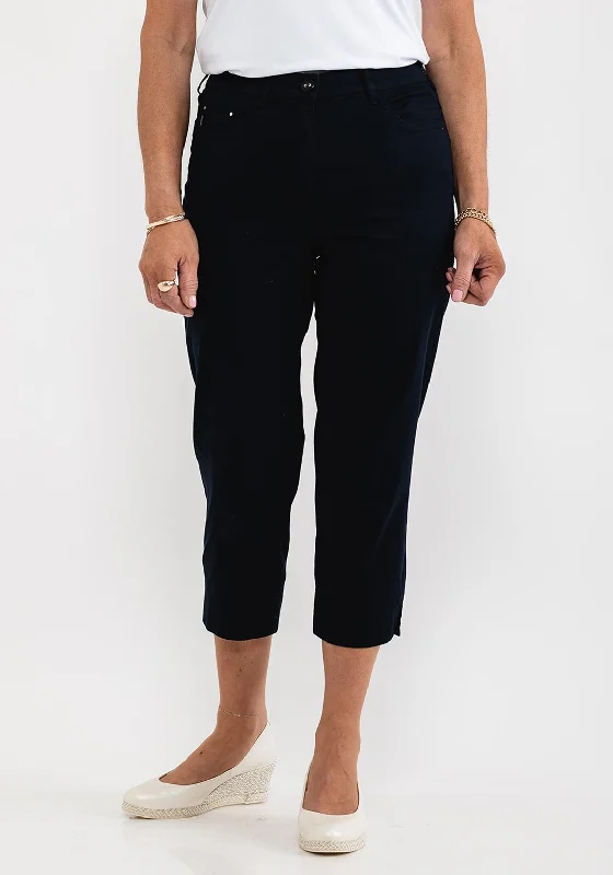 Zerres Greta Cropped Comfort Trousers, Navy