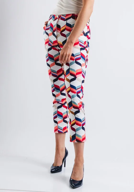 Camelot Geometric Print Slim Trousers, Multi-Coloured