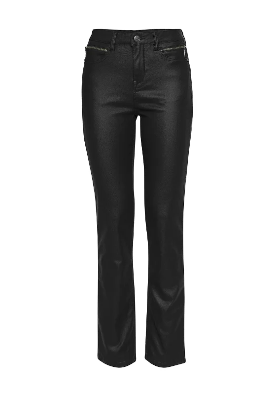 Fransa Tessa Coated Slim Leg Trouser, Black