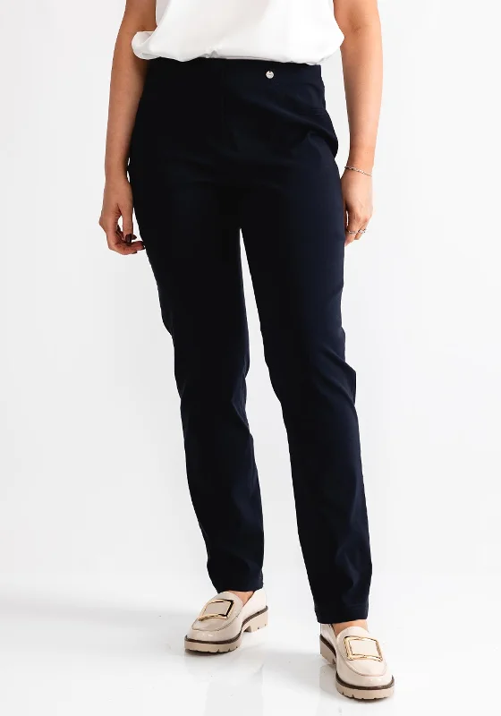 Robell Bella Full Length Stretch Trousers, Navy