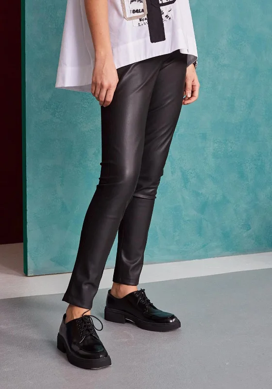 Naya Leatherette Front Panel Leggings, Black