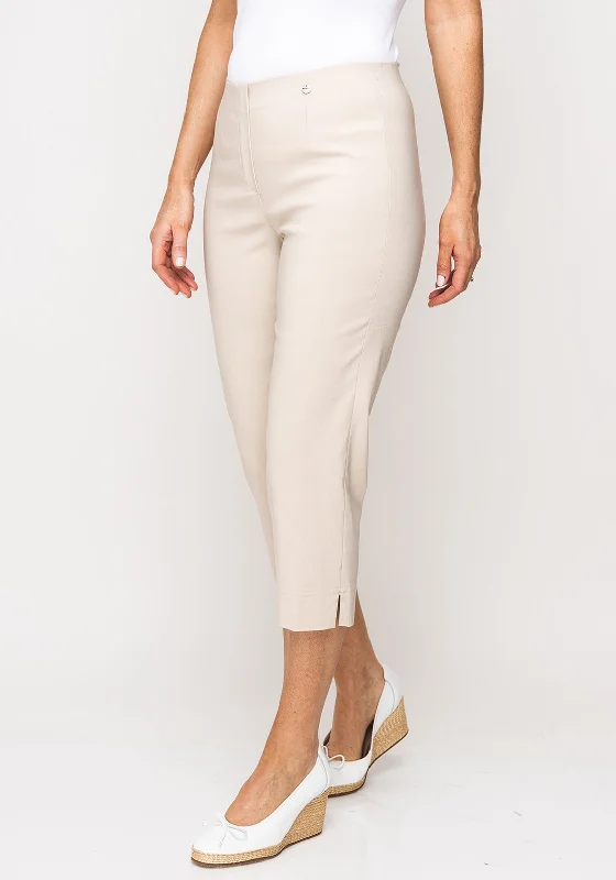 Robell Marie 07 Stretch Crop Trousers, Beige