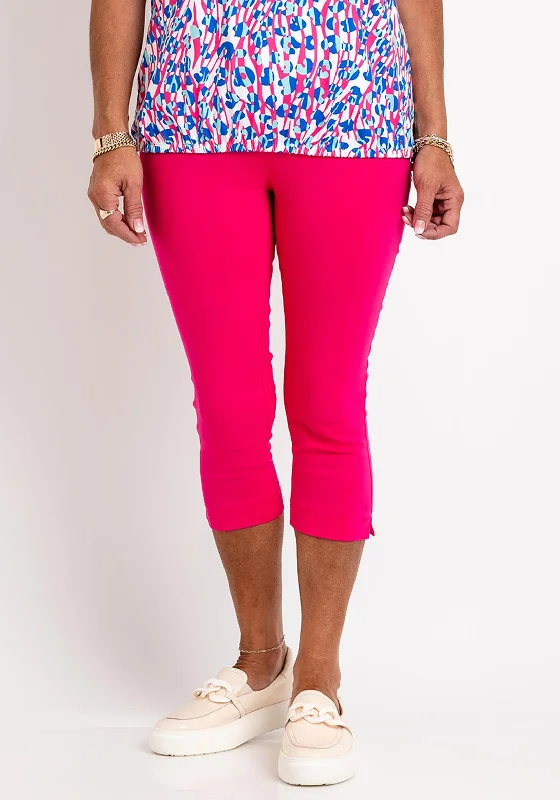 Leon Collection Eyelet Detail Capri Trousers, Fuchsia