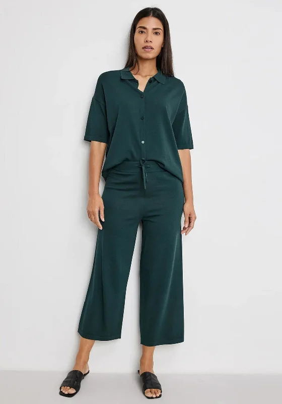 Gerry Weber Cropped Jersey Wide Leg Trousers, Green