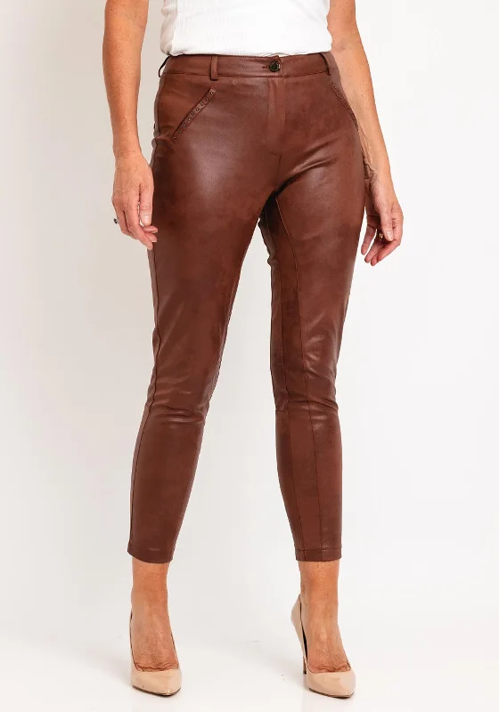 Eva Kayan Faux Leather Skinny Trouser, Brown