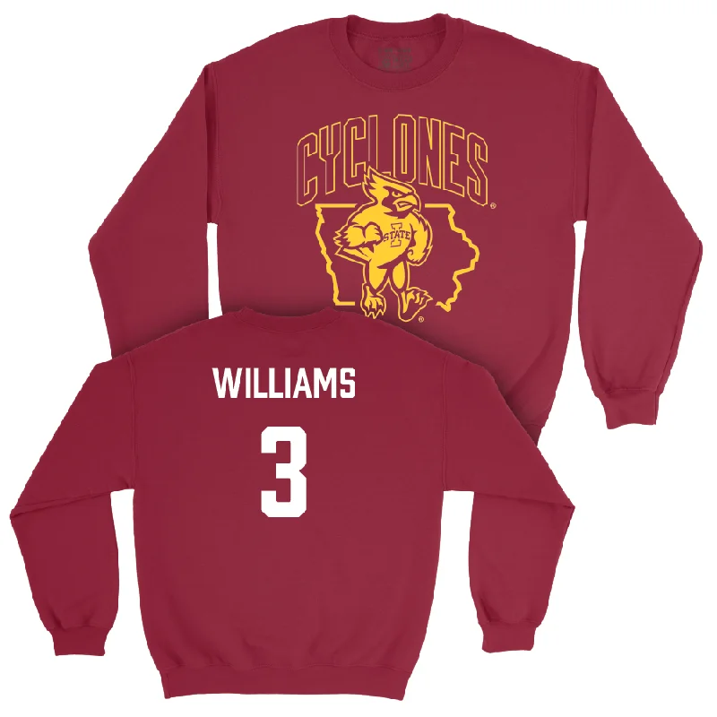 Iowa State Football Crimson Cy Crewneck  - Jontez Williams