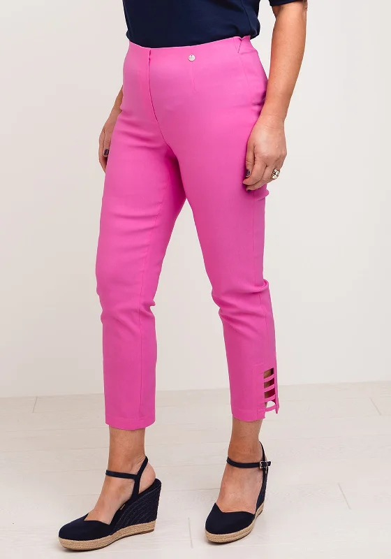 Robell Lena Slim Fit Stretch Cropped Trousers, Pink