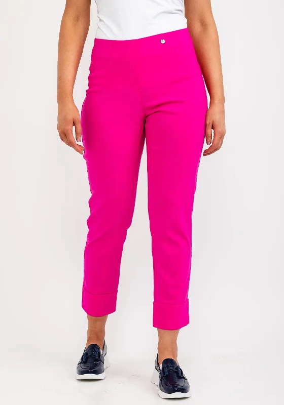 Robell Bella 09 Turn Up Ankle Grazer Trousers, Cabaret Pink