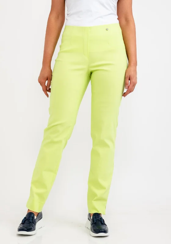 Robell Marie Full Length Slim Leg Trousers, Lime