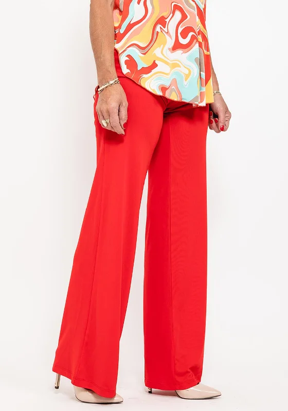 Seventy1 Slim Fitting Wide Trousers, Red