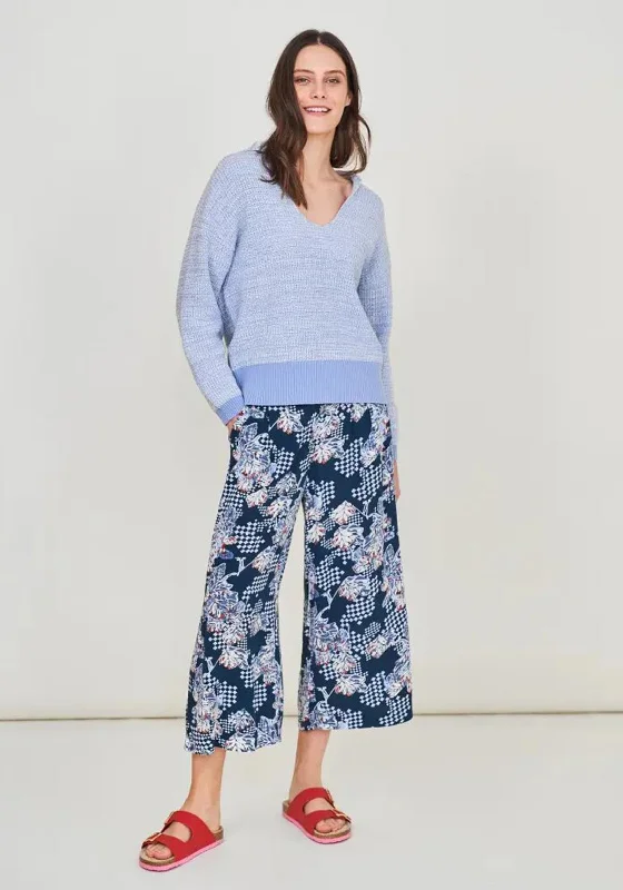 White Stuff Matilda Crinkle Floral Print Culottes, Blue Multi