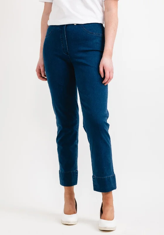 Robell Bella 09 Ankle Grazer Denim Look Trousers, Blue Denim