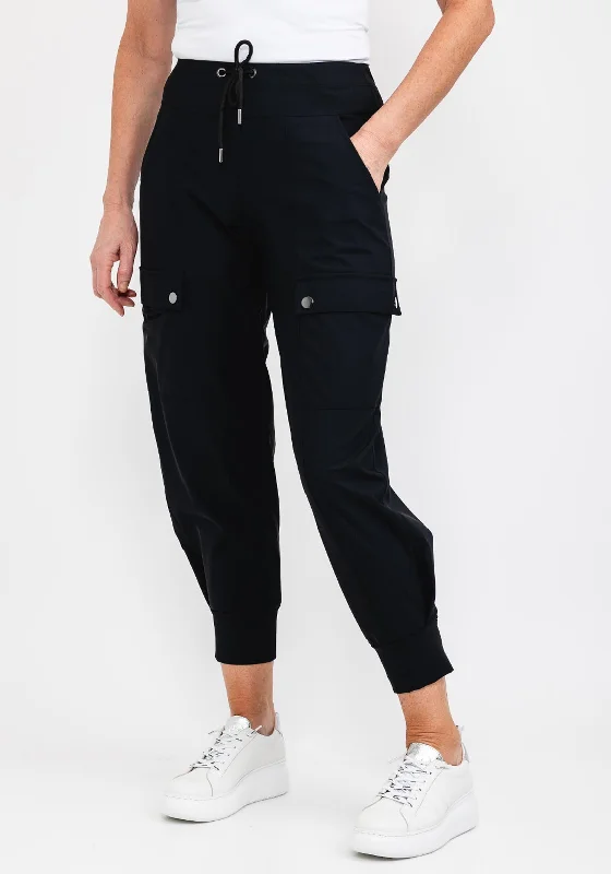 Naya Drawstring Waist Cargo Style Trousers, Black