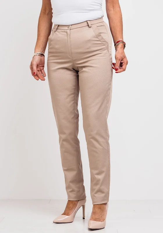 Meri Esca Ribbed Slim Fit Trousers, Beige