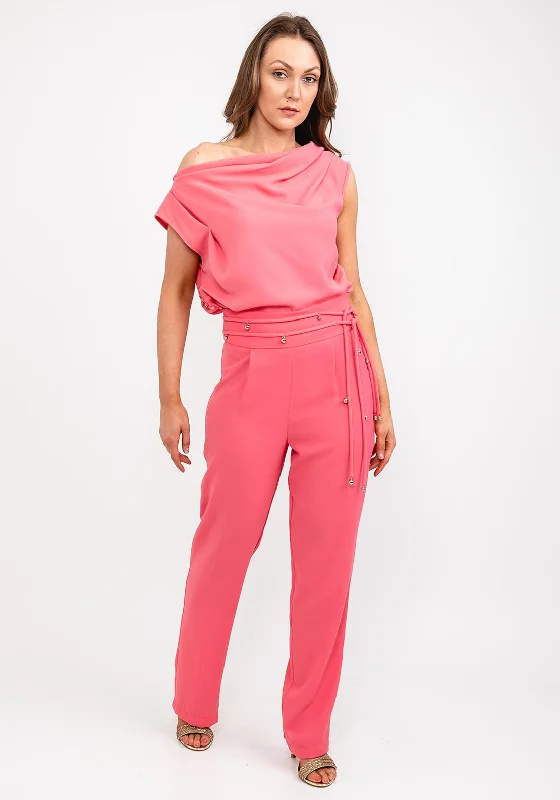 Kameya Slit Hem Slim Leg Trousers, Pink