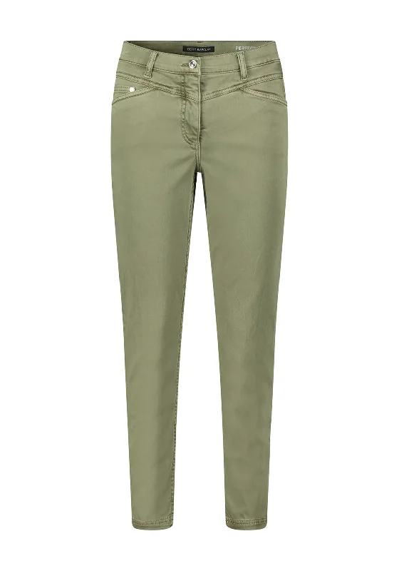 Betty Barclay Slim Leg Casual Trouser, Dusty Olive