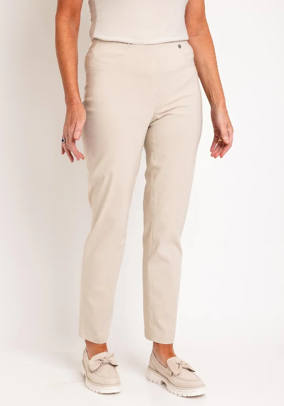 Robell Bella Full Length Stretch Trouser, Beige