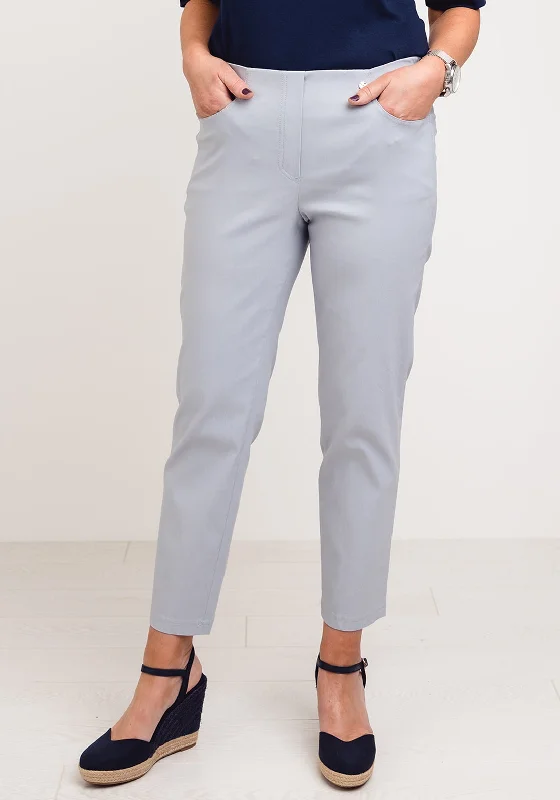 Robell Bella 09 Slim Cropped Trousers, Light Grey